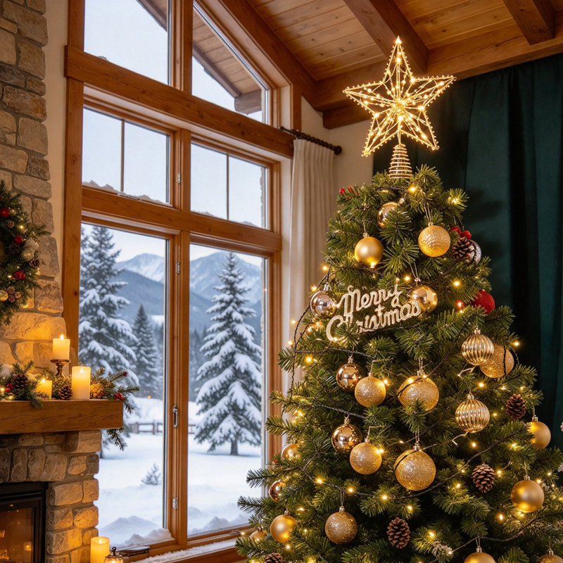 Sparkling Gold Star LED Christmas Tree Topper