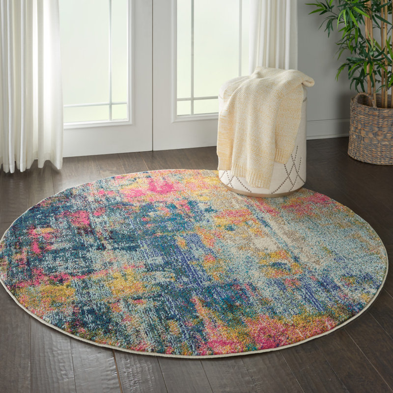 Velva Abstract Indoor Rug, Round 4'