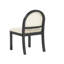 Lot de 2 chaises de salle à manger rondes noires rembourrées, avec dossier naturel et pieds en bois massif. Style contemporain pour un confort optimal, bonne stabilité d'assise, montage facile. Structure en hévéa tressé.