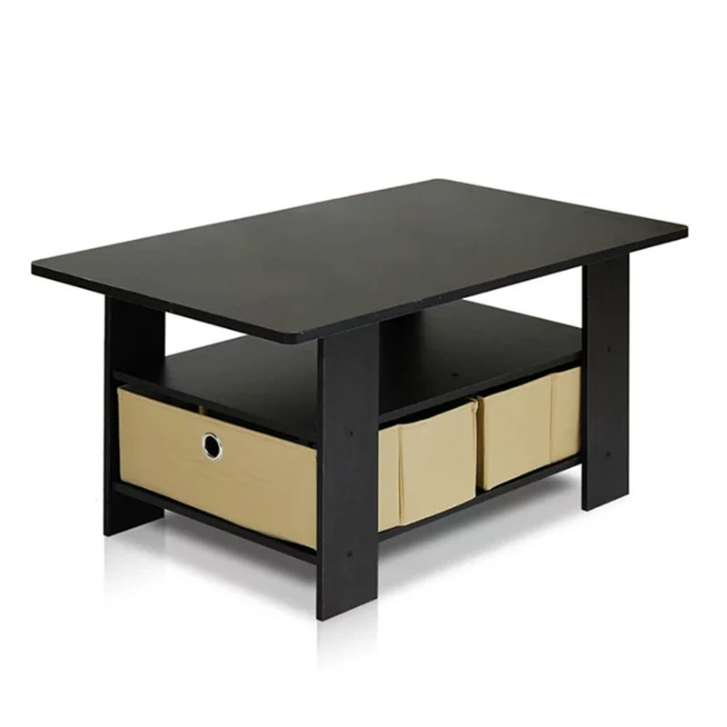 Kenton Coffee Table with Bin Drawer, Espresso Top//Tan Base