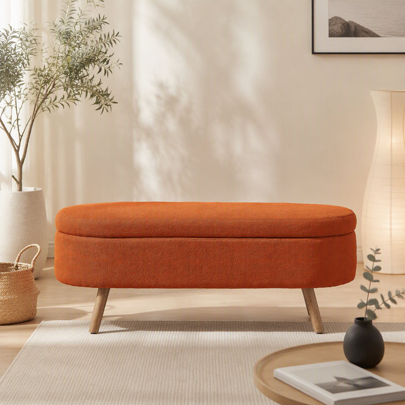 Banc de rangement avec repose-pieds ovale Luxury, Orange, Orange