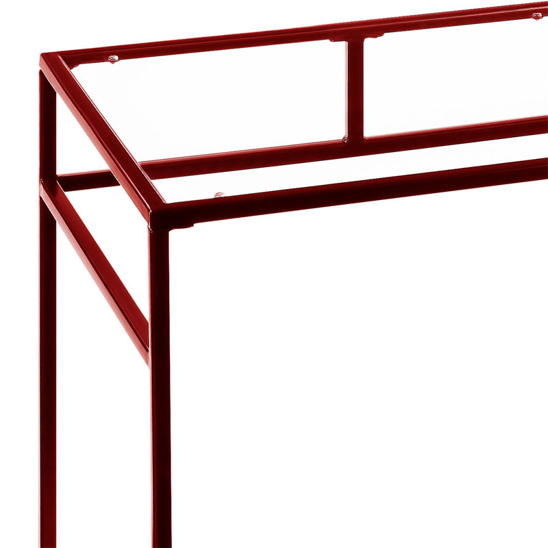Yasin Glass Top & Red Finish Writing Desk