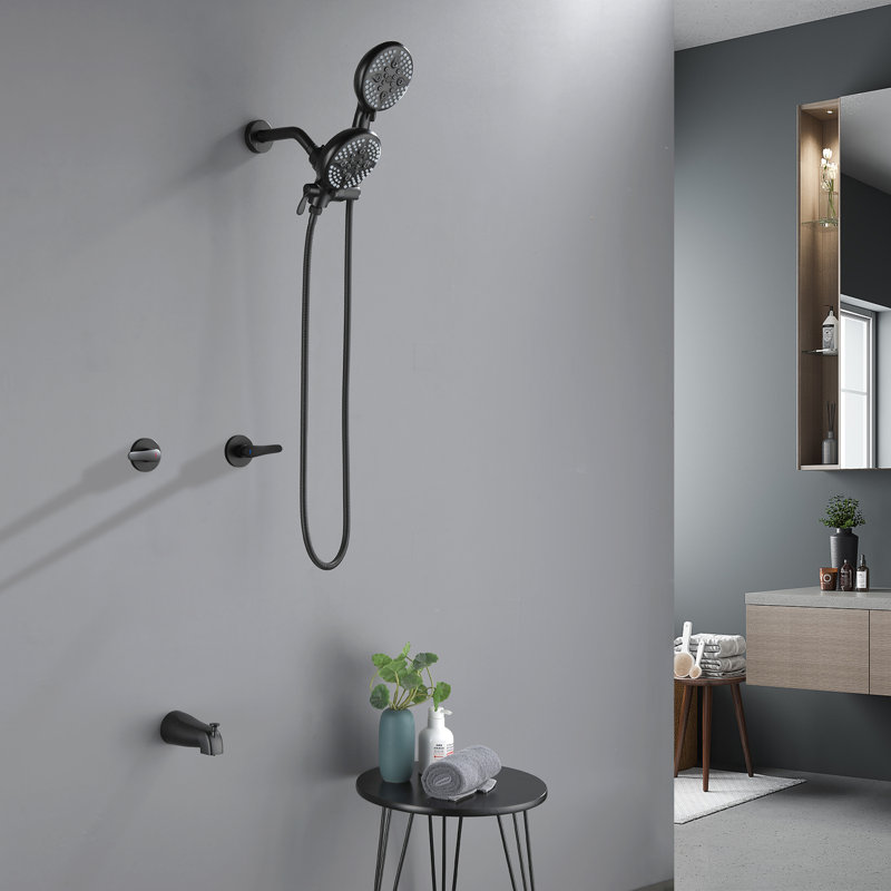 Système de douche complet à double fonction, Noir mat
