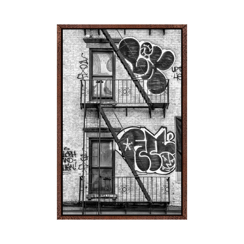 NY Facade I by Philippe Hugonnard - Print on Canvas, 66.04cm H x 45.72cm W x 3.81cm D, Classic Brown Wood Floater Framed