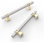 Paquet de 10 poignées d'armoire de 5 pouces, poignées d'armoire de cuisine en nickel satiné et doré brossé, poignées de tiroir en T pour armoires, armoires et garde-robes, trou central de 128 mm