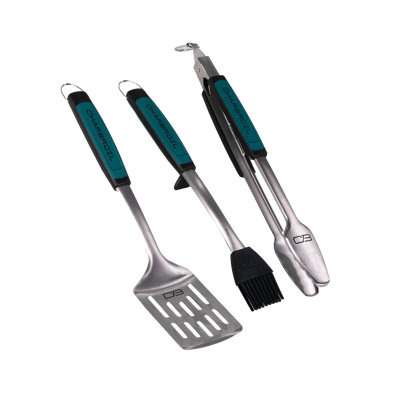 Charbroil Comfort-Grip 3-Piece Tool Set - Spatula, Tongs, & Basting Brush