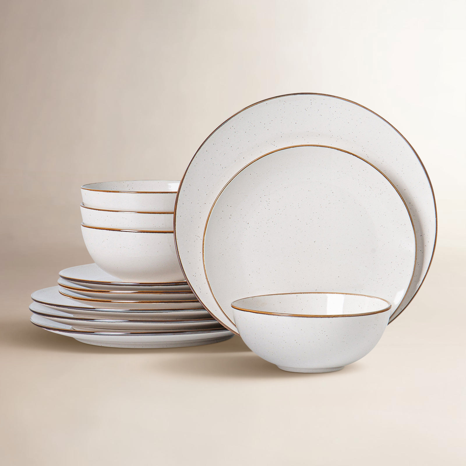  Sesame 12 Piece Stoneware Dinnerware Set, Service for 4, Cream