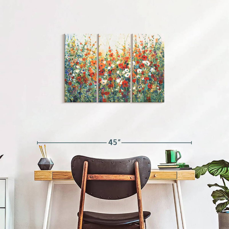 Jardin en fleurs I 3 pièces, H 20 po x l 33 po x P 1,25 po