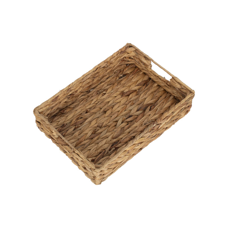 Water Hyacinth Shallow Rectangular Storage Basket, 24cm W x 37cm D