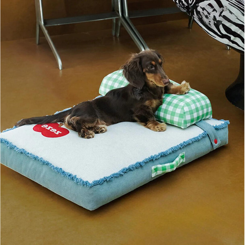 Tapis pour chien et chat en denim spacieux et durable avec coussin amovible