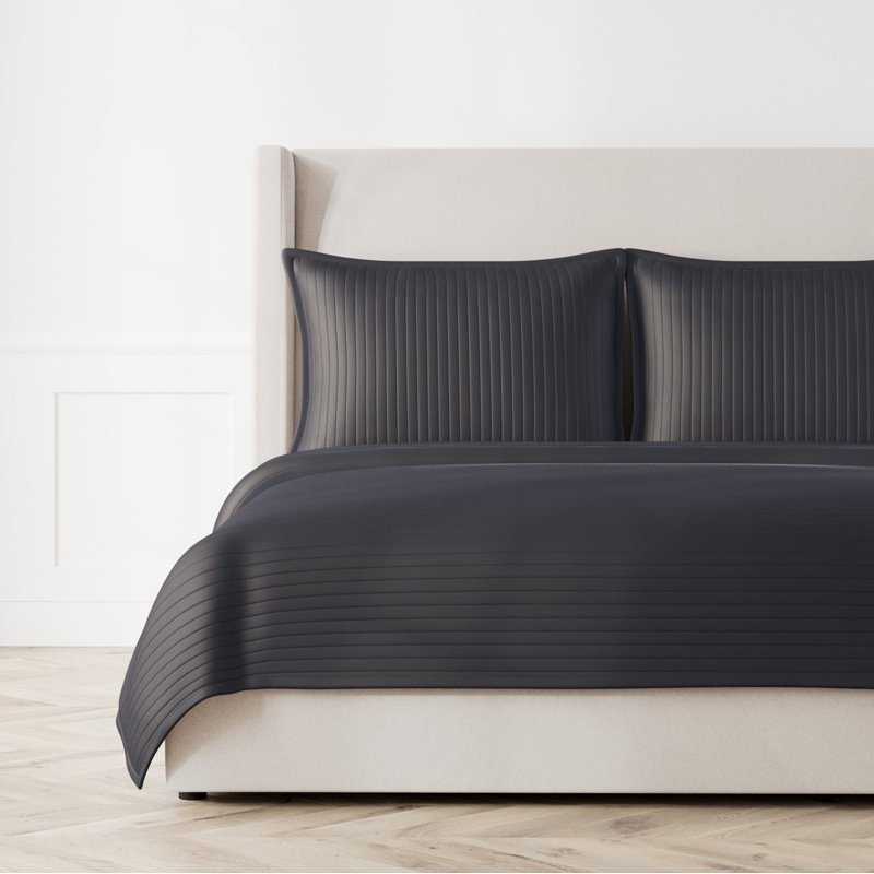Charmeuse Channel Quilt Coverlet, King Coverlet, Charcoal