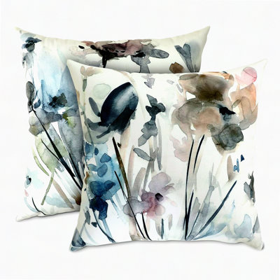 Watercolor Bloom Pillowcase Set - Vintage Floral Decorative Covers for Home Sofa & Outdoor Living Room - Soft Square Cushion Covers - Ink Art Style