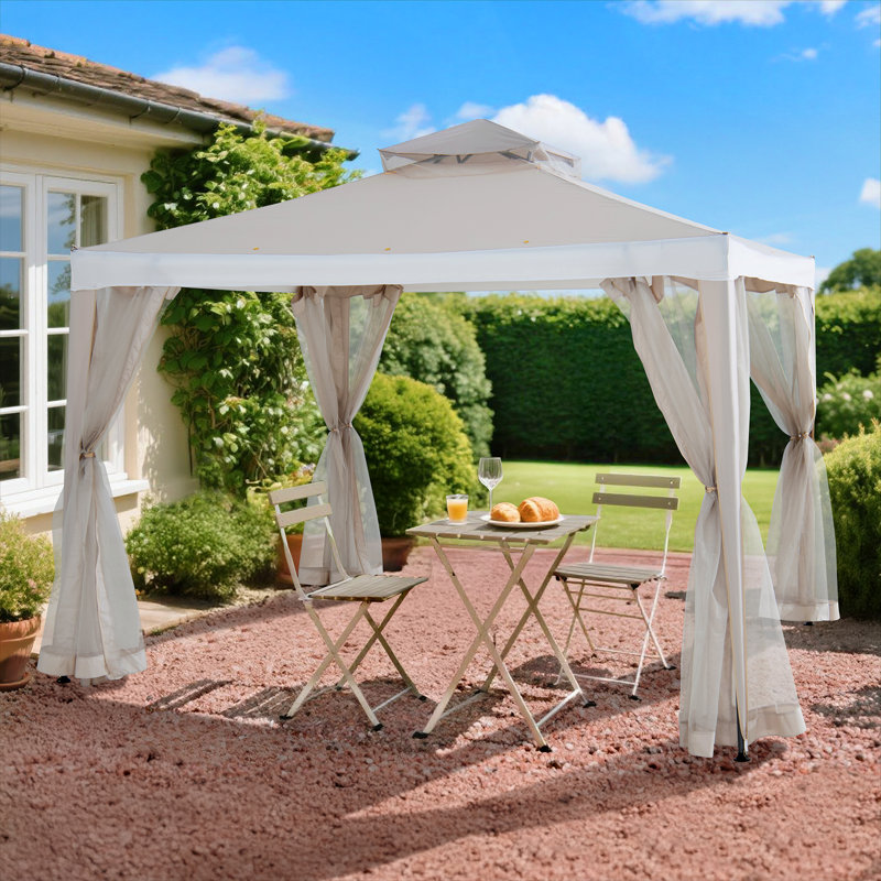 Pavillon de jardin à toit souple Sunjoy, Beige / Blanc, Bordure de jardin x 10 pi,
