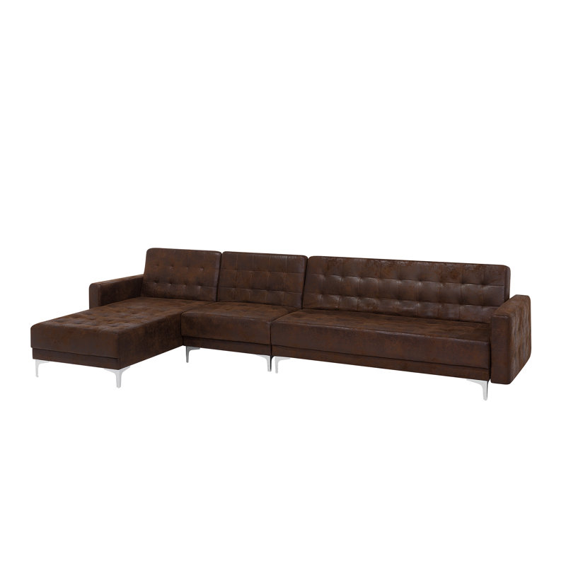 Finnegan 5 Seater Faux Leather Sofa Bed, Left Hand Facing
