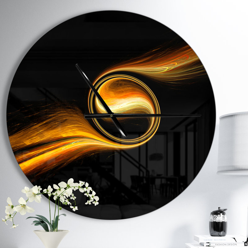 Fractal 3D Dancing Yellow Design - horloge murale moderne, Moyen