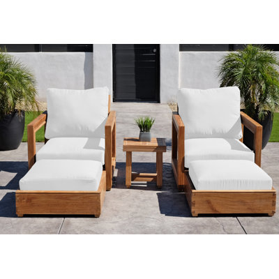 Ensemble de conversation en teck avec coussins Sunbrella 5 pièces Crelake