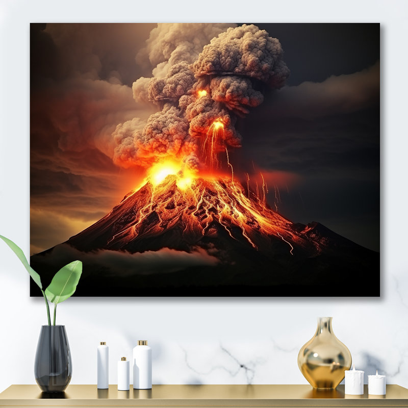 " Volcano Volcanic Explosion III ", Wrapped Canvas, 12" H x 20" W