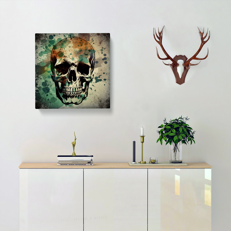 Skull Grunge Art - Wrapped Canvas, 35cm H x 35cm W x 3cm D