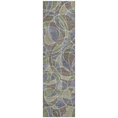 Machine Washable Indoor/Outdoor Husby ACN2208 Geometric Rug
