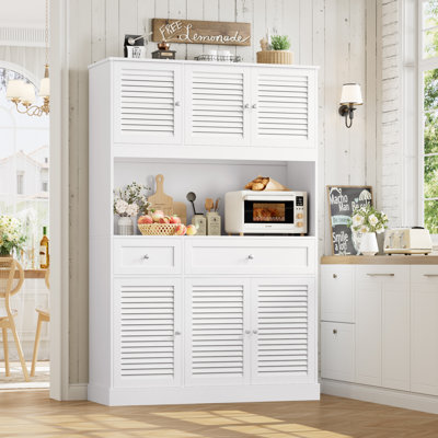 Garde-manger 70,5 "avec portes à persiennes et tablette à micro-ondes