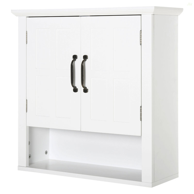 Armoire à pharmacie, armoire murale de salle de bain à 3 niveaux avec tablette réglable et 2 portes, armoire de salle de bain pour salle de bain, blanc