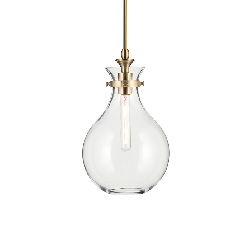 1 Light Pendant with Opal Glass, Bronze, Clear, 16.25" H x 9.75" W