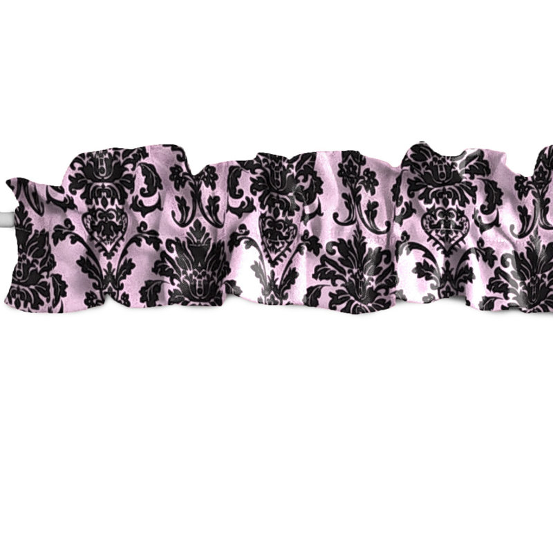 Cantonnière à motif floral en popeline et damas, L 72 po x L 7 po, Rose pastel