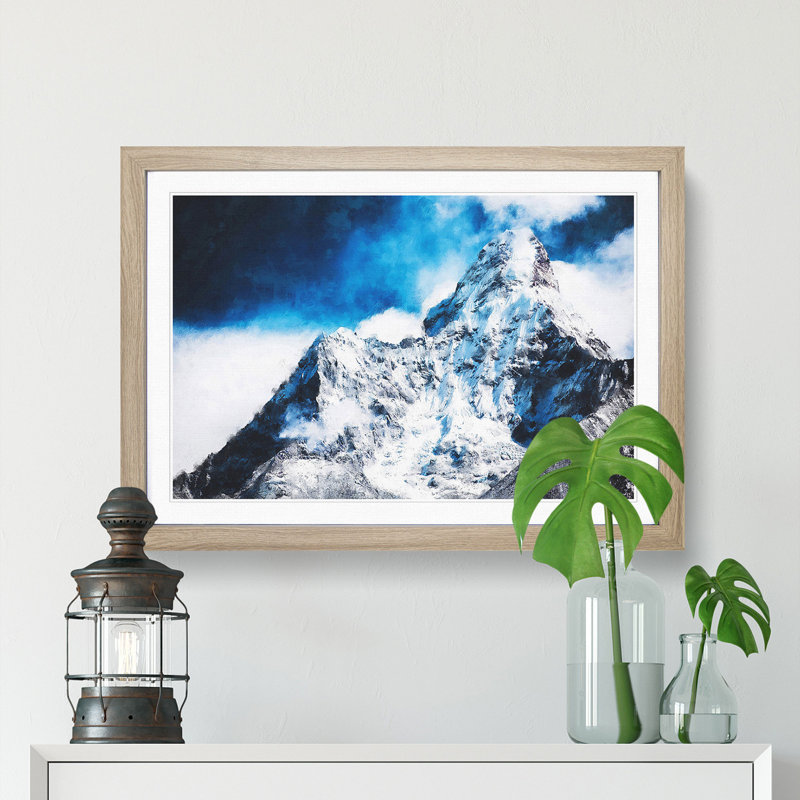 Mount Everest - Picture Frame Graphic Art Print, 45cm H x 63cm W x 2cm D, Oak Framed