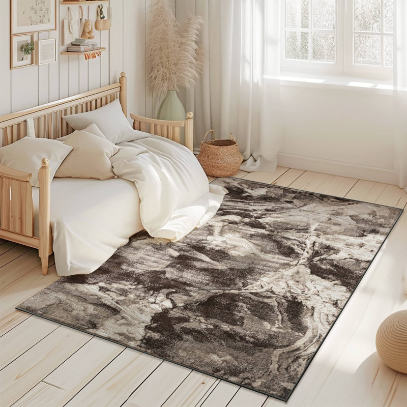 Abstract Flow Tabernash Rug Contemporary Modern Carpet For Living Room, Rectangle 5'3" x 7'7"