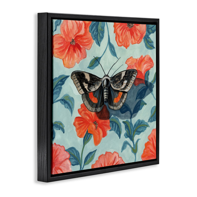 Papillon universitaire sur cadre flottant floral, design par Kate Jarvik Birch, H 25 po x l 25 po