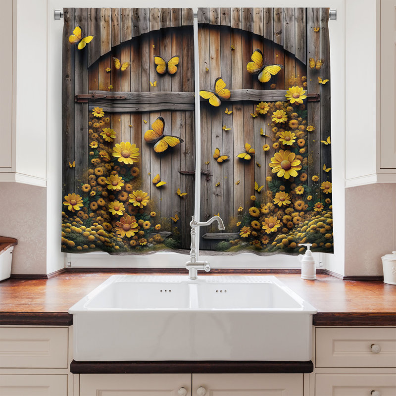 Floral Kitchen Curtain, 55" W x 45" L