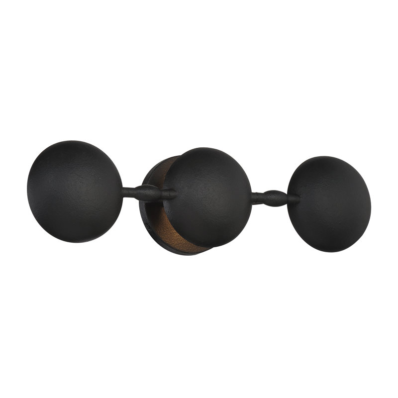 Modern Black Iron 3-Light Wall Sconce with Steel Shades