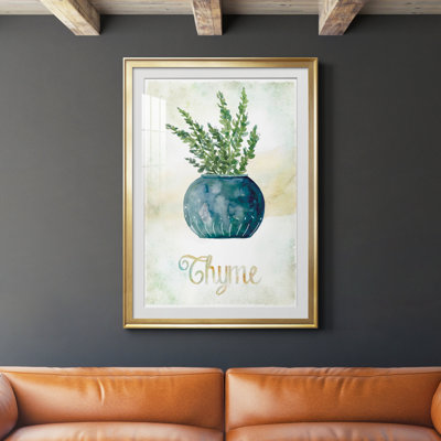 Thym en pot - peinture sur toile encadrée