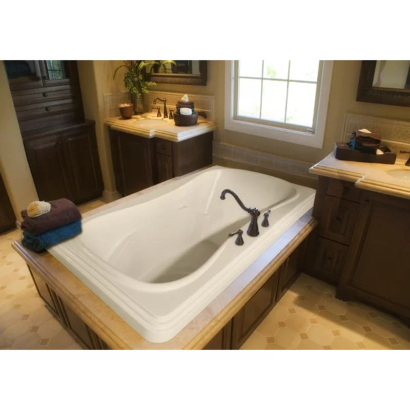 Baignoire acrylique tourbillon à chute 72" x 48" Designer, Blanc, Noir mat