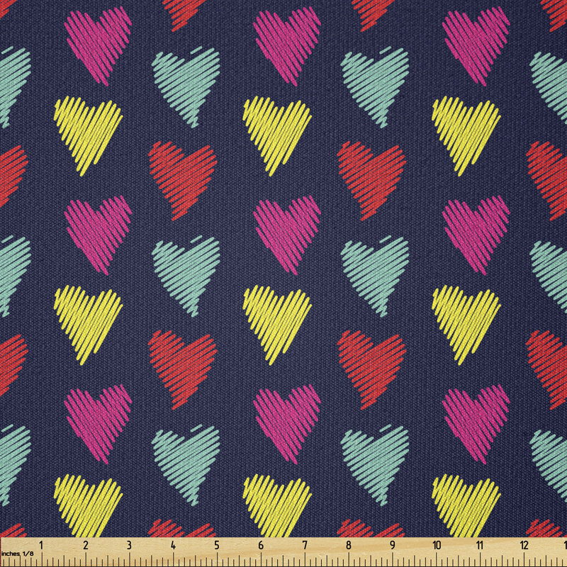 Craig-Jamie Colourful Hearts Valentine's Day Multi-Purpose Fabric