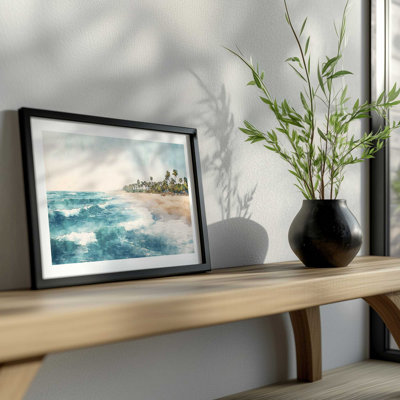 Waves and Palms Drift Framed Print