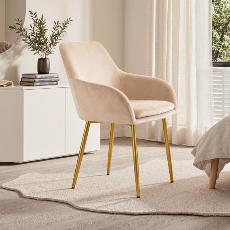Ensemble de chaises de salle à manger 2 pièces en velours - Chaises rembourrées modernes avec pieds en métal doré pour la salle à manger, la cuisine et le meuble-lavabo