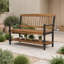 Banc de hall d'entrée en bois d'acacia avec tablette de rangement intégrée, détails sculptés à la main et accoudoirs confortables-772965328