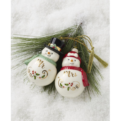 Lenox Mr. & Mrs. Snowman 2-Piece Ornament Set