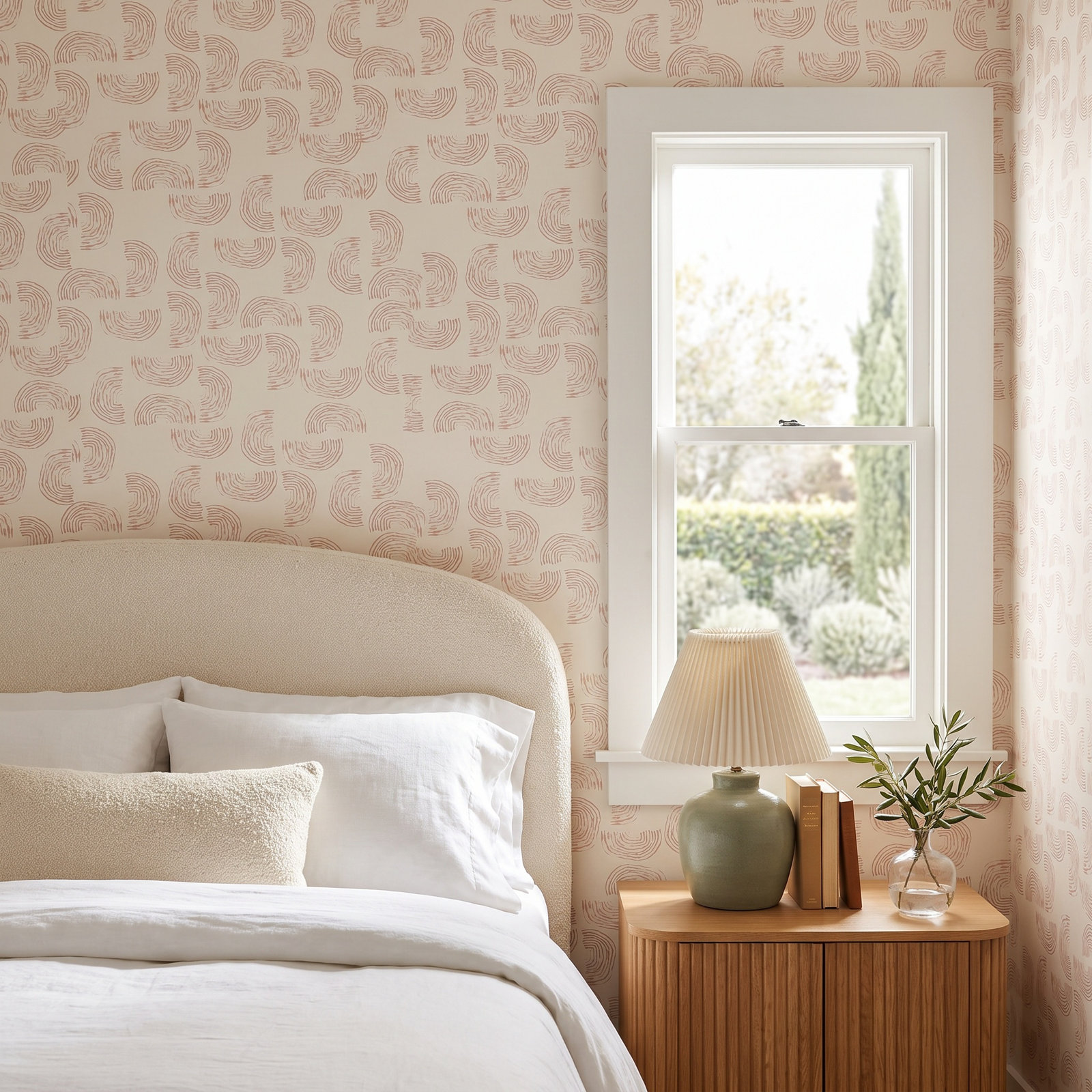 Caroline Z Hurley Wallpaper Roll, Coral Ivory
