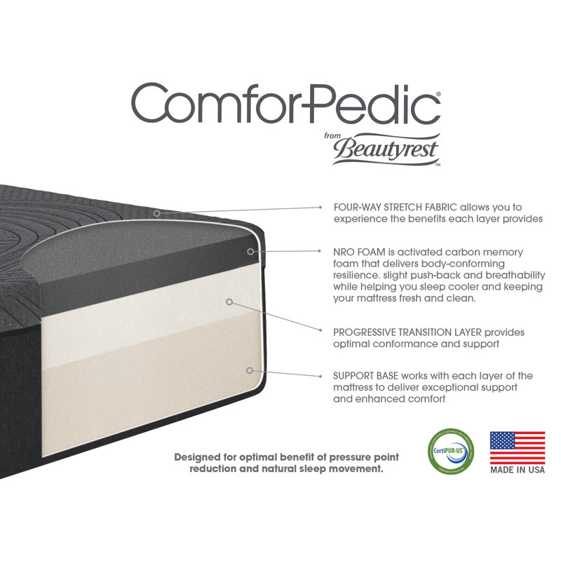 ComforPedic From Beautyrest 14'' Medium Charcoal Infused Gel Memory Foam Mattress, King