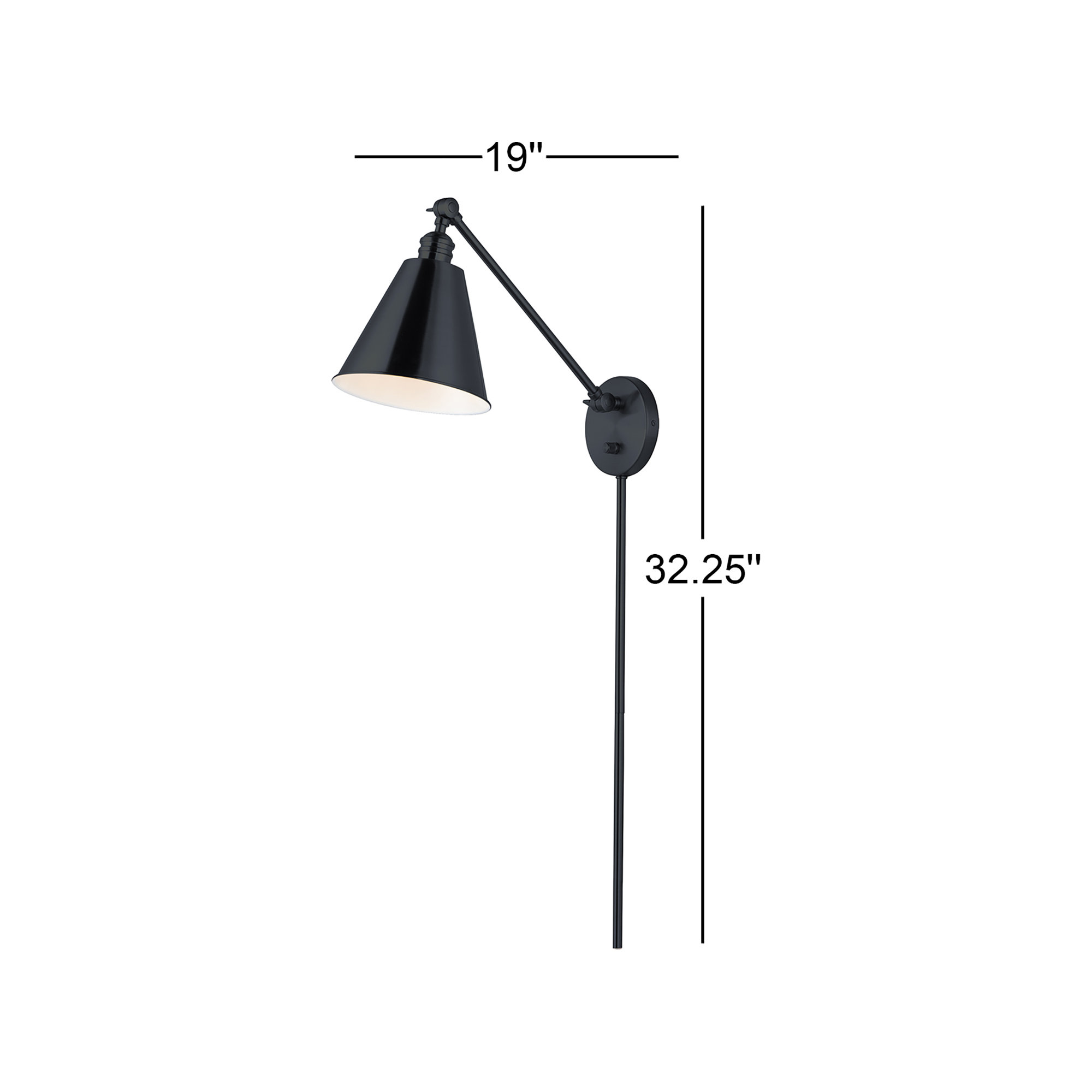Single Light Dimmable Plug-in Swing Arm Sconce