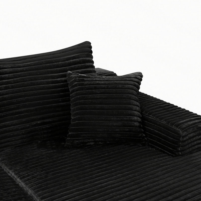 Canapé modulaire en U en forme de nuage, Velours côtelé noir