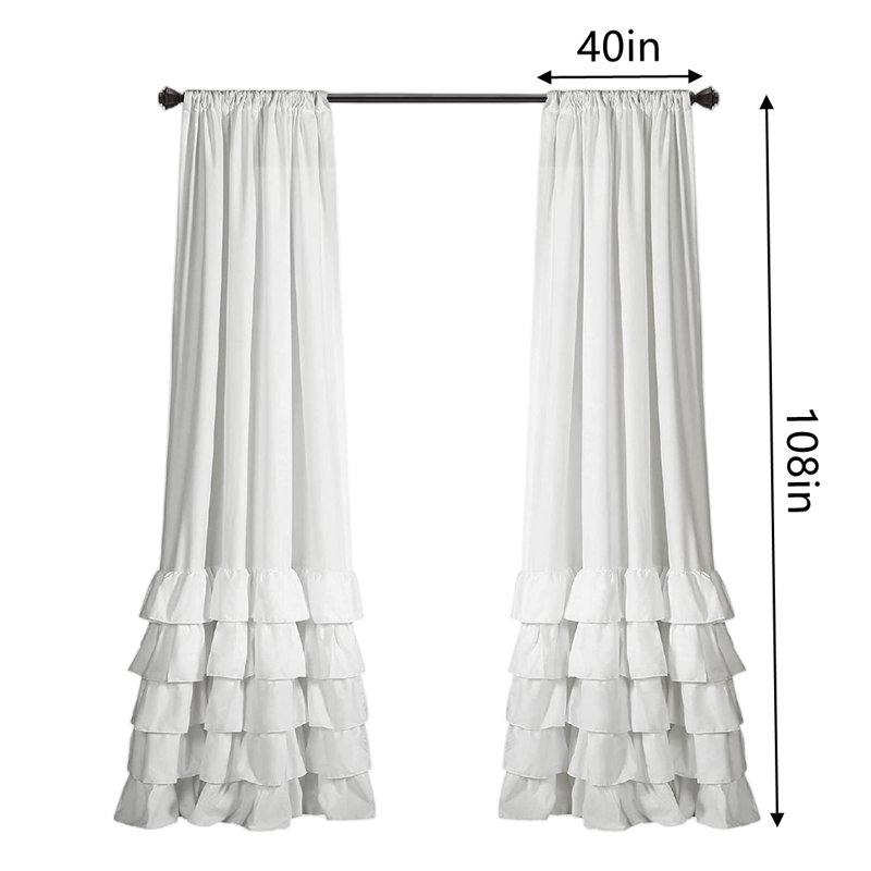 Paire de rideaux semi-transparents avec passe-tringle Allison, Blanc, L 40 po x L 108 po
