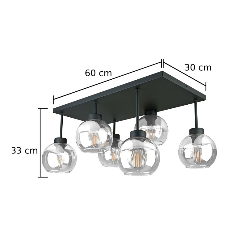 Alexender Glass Semi Flush Mount, Black, Clear