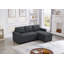 Canapé modulaire rembourré escamotable avec méridienne de rangement, canapé d'angle convertible-1280363397