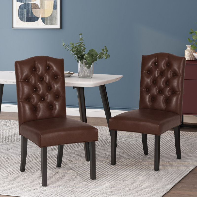 Radley Tufted Upholstered Side Chair,Upholstered dining room chair,dinning chair,kitchen chair, Chocolate