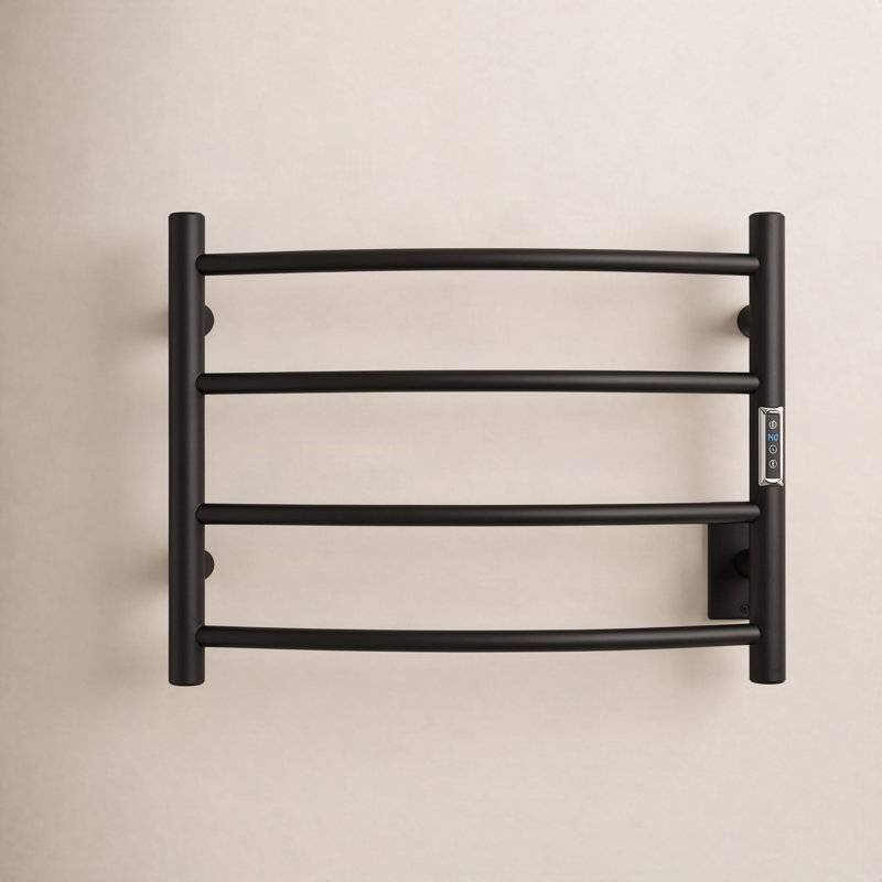 Glow Curved Towel Rail Towel Warmer, Matte Black