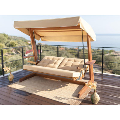 Montine Solid Wood Porch Swing with Canopy