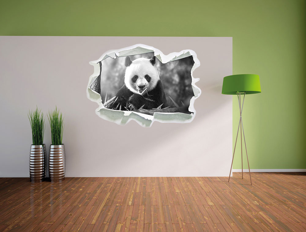 Wandtattoo Niedlicher Panda isst Bambus